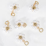20pcs Stainless Steel Flower Pearl Beads Charms for DIY Jewelry Making