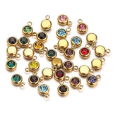 20pcs Stainless Steel 6mm Round Rhinestone Charms for Jewelry Making