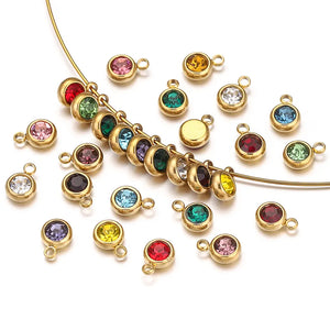 20pcs Stainless Steel 6mm Round Rhinestone Charms for Jewelry Making