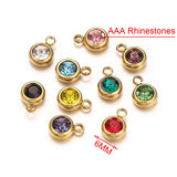 20pcs Stainless Steel 6mm Round Rhinestone Charms for Jewelry Making