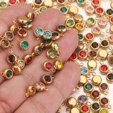20pcs Stainless Steel 6mm Round Rhinestone Charms for Jewelry Making