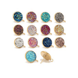 20pcs Stainless Steel Resin Druzy Earring Posts with Loop for Jewelry Making