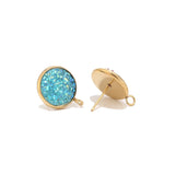 20pcs Stainless Steel Resin Druzy Earring Posts with Loop for Jewelry Making