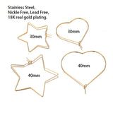 20pcs Stainless Steel Heart Hoops Earrings Circle Wire Star Loop DIY Jewelry