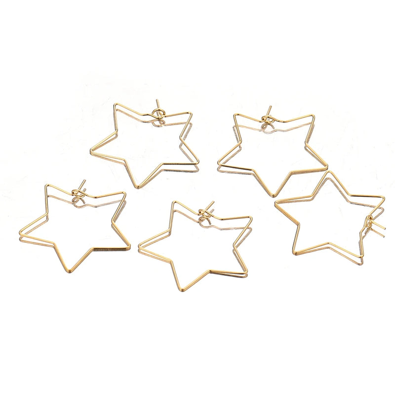 20pcs Stainless Steel Heart Hoops Earrings Circle Wire Star Loop DIY Jewelry