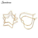 20pcs Stainless Steel Heart Hoops Earrings Circle Wire Star Loop DIY Jewelry
