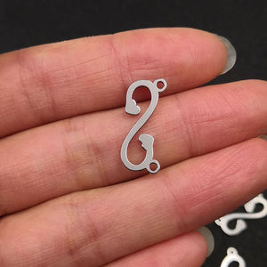 20pcs Stainless Steel Letter S Charms DIY Accessories Bracelet Necklace Pendant