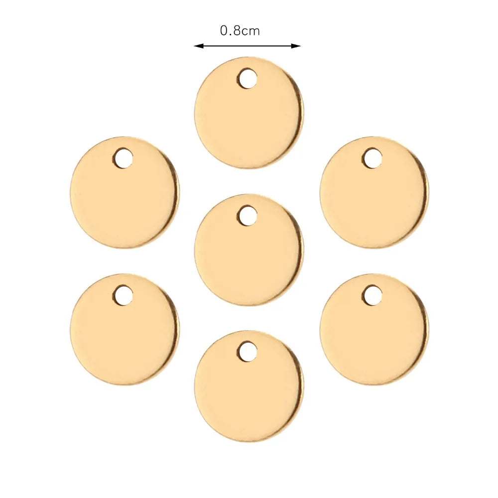 20pcs Stainless Steel Flat Round Circle Coin Charms Pendants