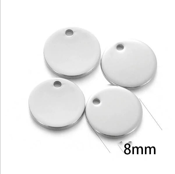 20pcs Stainless Steel Flat Round Circle Coin Charms Pendants