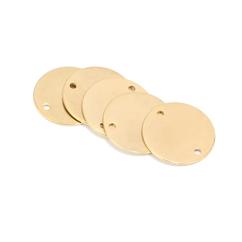 20pcs Stainless Steel Flat Round Circle Blank Charms