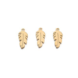20pcs Stainless Steel Feather Leaf Charms Metal Cutout Links Pendant DIY