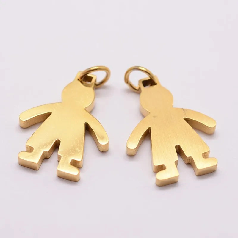 20pcs Boy Girl Stainless Steel Pendants for Jewelry Making DIY