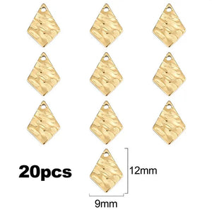 20pcs Stainless Steel Embossing Charm Pendants DIY Jewelry Making Accessories