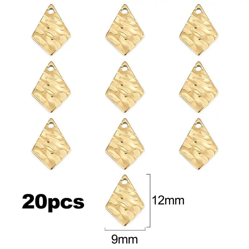 20pcs Stainless Steel Embossing Charm Pendants DIY Jewelry Making Accessories