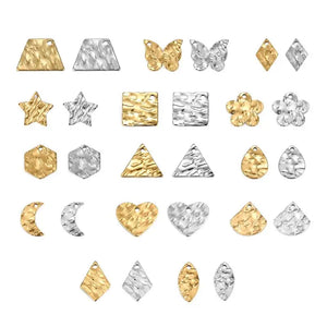 20pcs Stainless Steel Embossing Charm Pendants DIY Jewelry Making Accessories