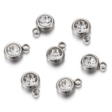 20pcs Clear Crystal Stainless Steel Rhinestone Charms for DIY Jewelry Making