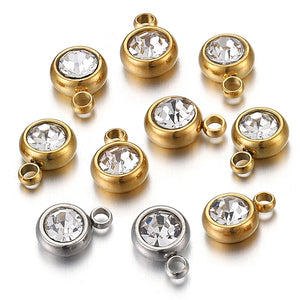 20pcs Clear Crystal Stainless Steel Rhinestone Charms for DIY Jewelry Making
