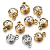 20pcs Clear Crystal Stainless Steel Rhinestone Charms for DIY Jewelry Making