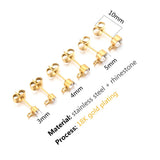 20pcs Stainless Steel Rhinestone Ball Earring Post Stud with Loop Jewelry Making