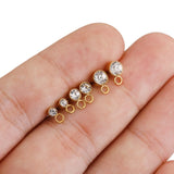 20pcs Stainless Steel Rhinestone Ball Earring Post Stud with Loop Jewelry Making