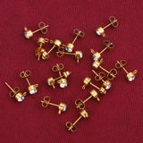 20pcs Stainless Steel Rhinestone Ball Earring Post Stud with Loop Jewelry Making
