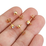 20pcs Stainless Steel Rhinestone Ball Earring Post Stud with Loop Jewelry Making