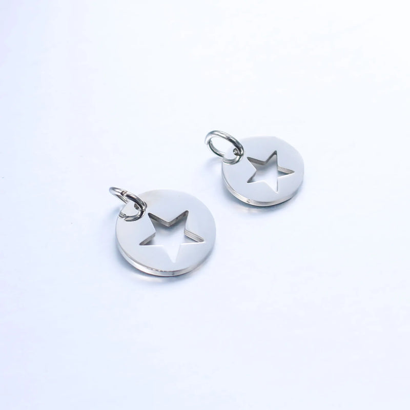 20pcs Stainless Steel Five-Pointed Star Charms Pendant Jewelry Making Supplies