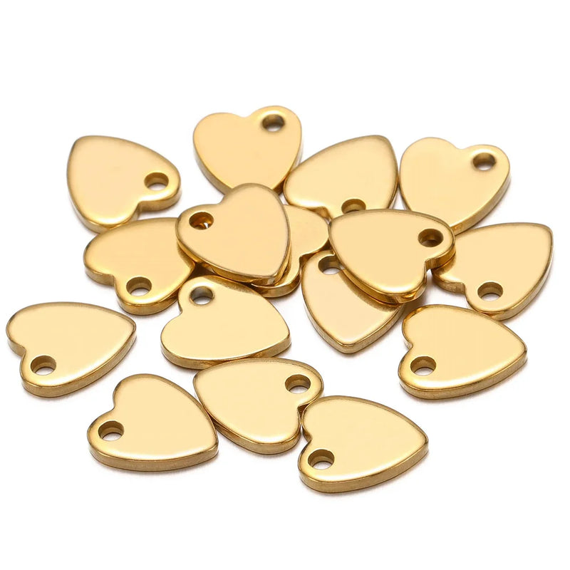 20pcs Stainless Steel Small Flat Love Hearts Charms Necklace Pendant Bracelet
