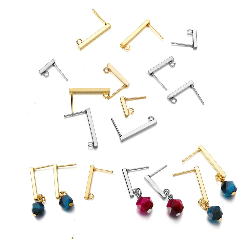 20pcs Stainless Steel T Type Earring Stud Ear Back Plug Pin Blank Stopper