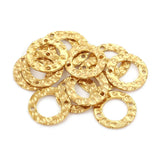 20pcs Stainless Steel Texture Circle Charms Double Hole Conectors for DIY Earrin
