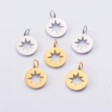 20pcs Stainless Steel Hollow 8-pointed Star Jewelry Making Charm Pendant
