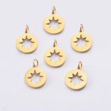 20pcs Stainless Steel Hollow 8-pointed Star Jewelry Making Charm Pendant