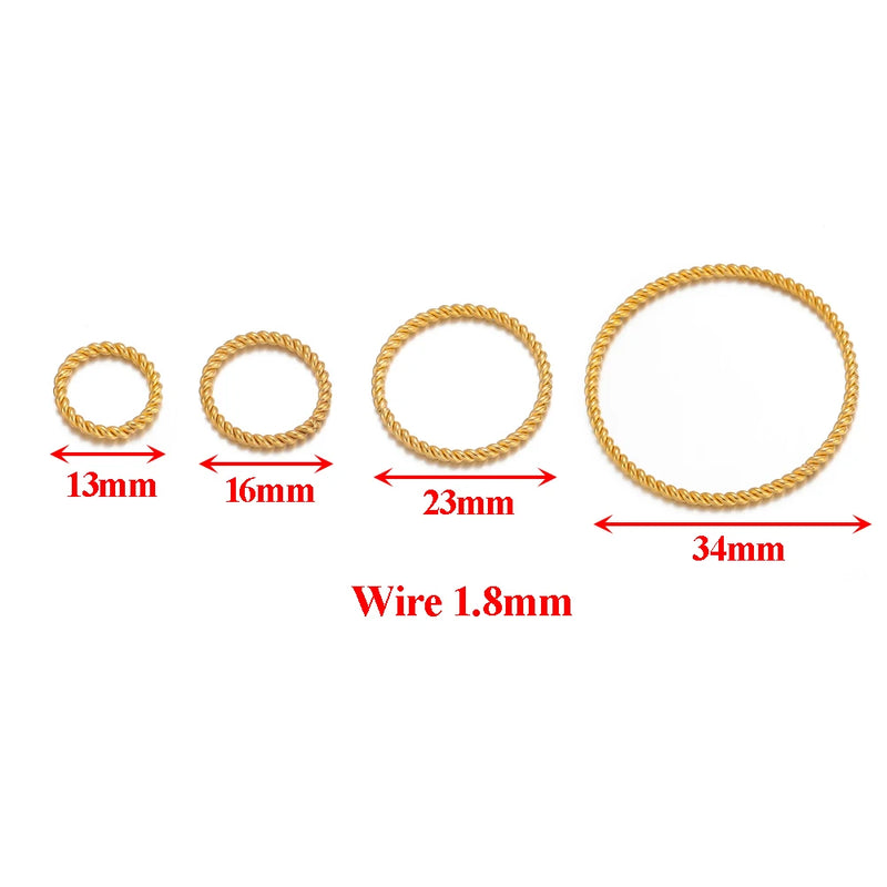 20pcs Stainless Steel Spiral Round Twisted Big Circles Ear Wire Hoops