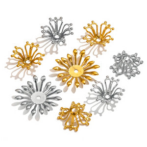 20pcs Stainless Steel Waterproof Flower Bead Caps for Jewelry Making