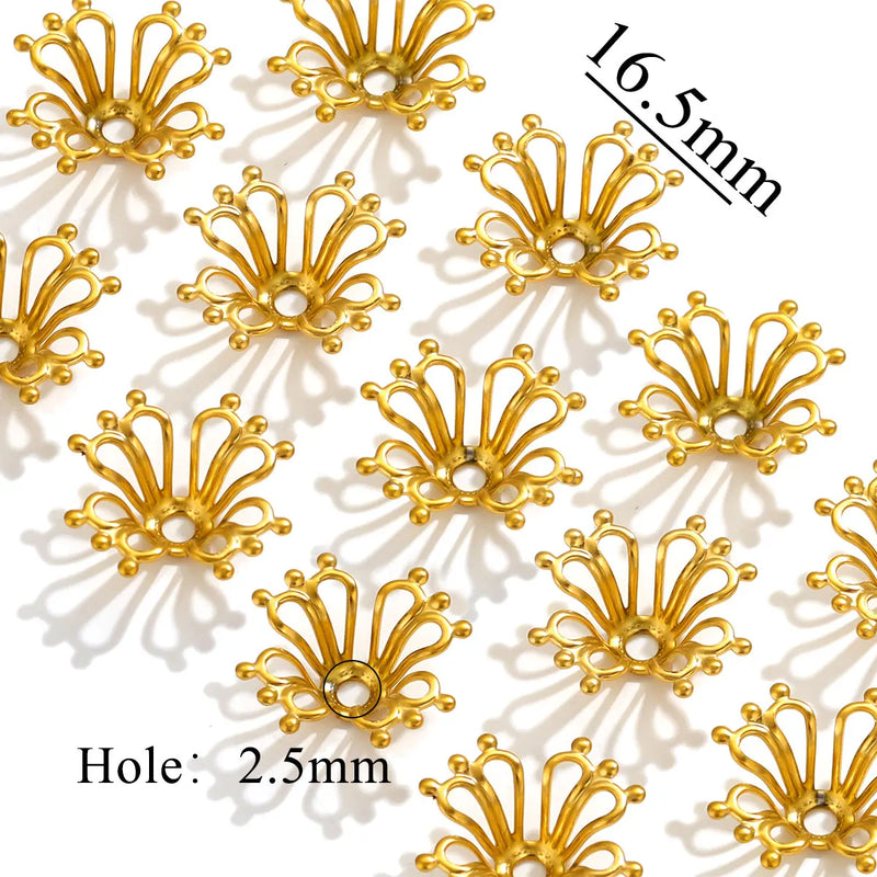 20pcs Stainless Steel Waterproof Flower Bead Caps for Jewelry Making