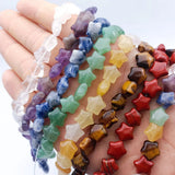 20pcs Star Healing Crystal Stone Pendants Pink Tiger Eye Agates Charms