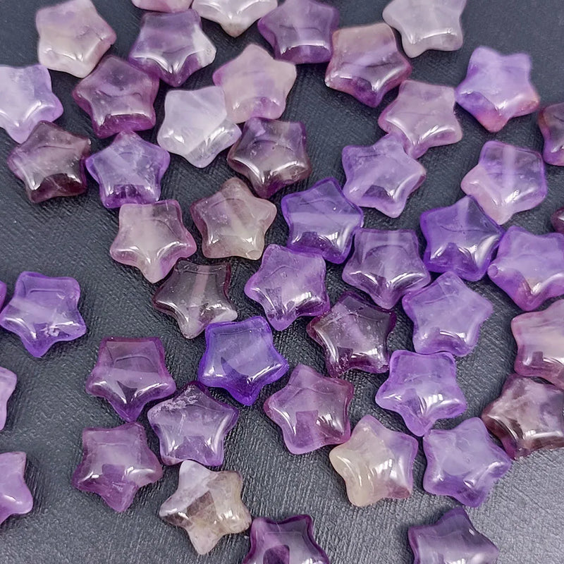 20pcs Star Healing Crystal Stone Pendants Pink Tiger Eye Agates Charms