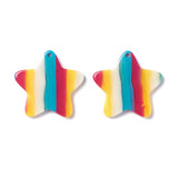 20pcs Stripe Resin Pendants Rainbow Multi-shape Opaque Charms