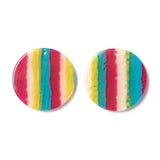 20pcs Stripe Resin Pendants Rainbow Multi-shape Opaque Charms
