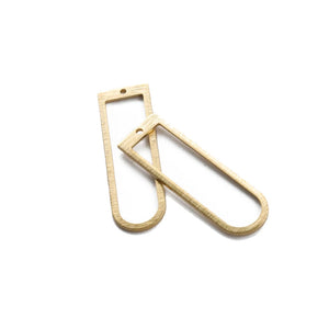 20pcs Textured Brass Charms 12x40mm D Shaped Track Charms Hollow Geometry Frame