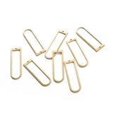 20pcs Textured Brass Charms 12x40mm D Shaped Track Charms Hollow Geometry Frame
