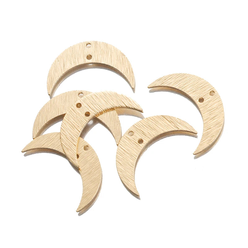 20pcs Textured Brass Crescent Moon Charms DIY Jewelry Findings
