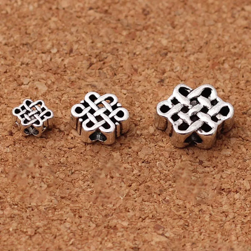 20pcs Tibetan Silver Chinese Knot Beads Bracelet Spacer DIY Jewelry