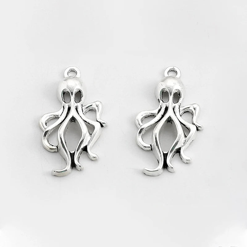 20pcs Tibetan Silver Octopus Charm Pendant DIY Earrings Necklace