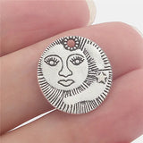 20pcs Tibetan Silver Round Pagan Pendants Star Sun Moon Talisman Jewelry Making