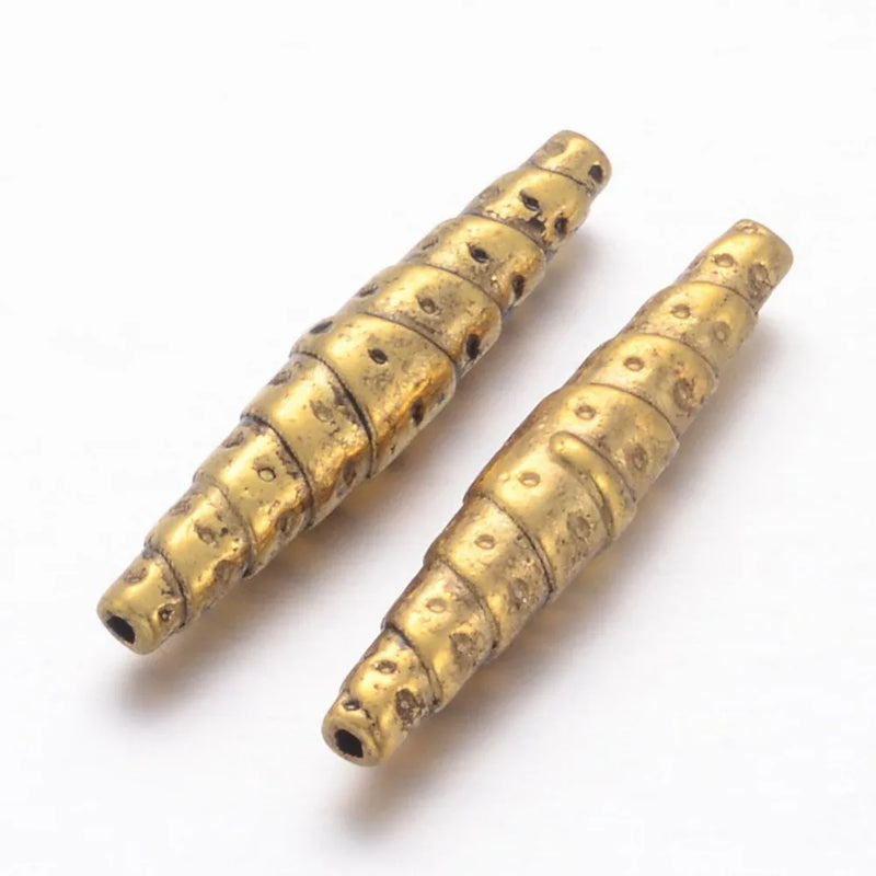 20pcs Tibetan Style Antique Golden Shuttle Beads for Jewelry Making