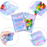 20pcs Iridescent Zip Lock Bags Holographic Makeup Storage Food Bag Plastic
