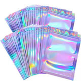 20pcs Iridescent Zip Lock Bags Holographic Makeup Storage Food Bag Plastic