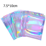 20pcs Iridescent Zip Lock Bags Holographic Makeup Storage Food Bag Plastic