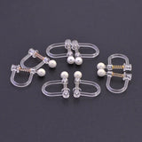 20pcs Clear Resin Spring Pearl Ear Clip DIY Earrings Accessory
